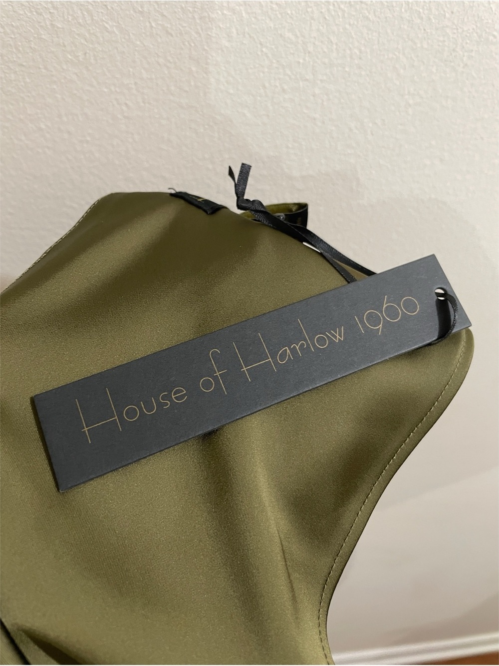 NWT House of Harlow 1960 Olive Green Slip Dress with Braided Detail, Size XL - Picture 10 of 14